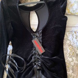 Velvet Keyhole Corset Shirt